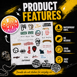 Autocollants personnalisés, étiquettes d'emballage, découpés à la forme, vinyle imperméable, <span class=keywords><strong>rock</strong></span>, grunge, alternative, <span class=keywords><strong>groupe</strong></span>, ordinateur portable, bouteille d'eau, guitare, skateboard - Product Image 2