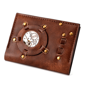<span class=keywords><strong>Billetera</strong></span> <span class=keywords><strong>de</strong></span> cuero PU para hombre, <span class=keywords><strong>billetera</strong></span> <span class=keywords><strong>de</strong></span> viaje Vintage Steam Punk, tarjetero plegable - Product Image 5