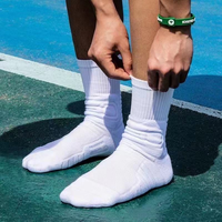 Chaussettes de sport de basketball personnalisées en coton brodé, épaisses, avec semelle en tissu éponge, respirantes, à compression, à côtes, pour hommes