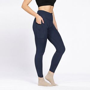 Navy Blue Women's Lycra Active Wear <b>Leggings</b> with Convenient Mobile Pocket Ankle Length Stretch Sports Tights for Yoga <b>Gym</b> - Product Image 4