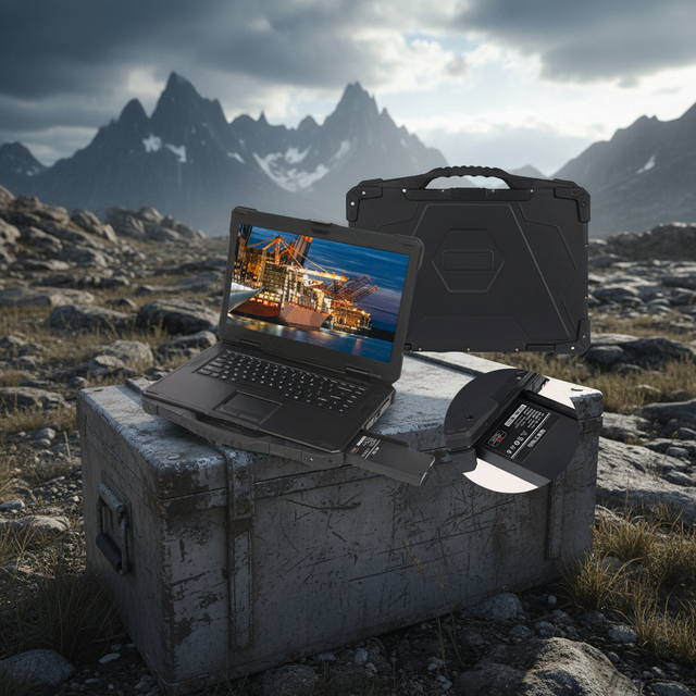 AI-Ready Rugged Industrial Laptop 15.6" LCD Display Windows 11 Pro 64GB RAM 8TB M.2 SSD 1000 Nits 5G GPS IP65 Waterproof New
