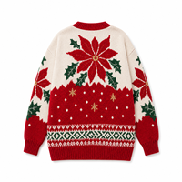Cardigan tricoté floral de Noël pour les fêtes d'hiver, motif et couleur personnalisables, fourni directement par l'usine