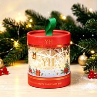 Boîte cadeau ronde transparente personnalisée pour Noël, boîte en PVC en forme de pomme avec couvercle rouge et décoration en ruban
