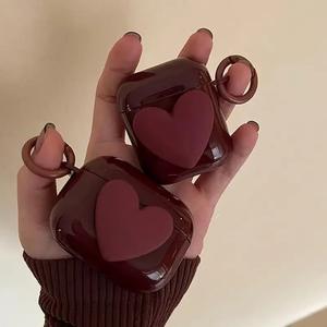 Étui pour écouteurs Apple AirPods 4ème génération, rouge vin, cœur, protection intégrale, antichoc - Product Image 1