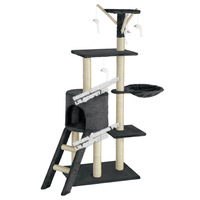 Arbre à chat multi-niveaux avec lit, jouets, plateforme de saut et griffoir en sisal, 138 cm, style épuré, pour chatons et usage domestique
