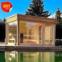 Maison mobile de conteneur de sauna en bois solide de sauna au bois extérieur