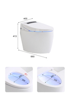 WC intelligent haut de gamme, à siphon en P, allongé, blanc, monobloc, avec télécommande, pour salle de bain, hôtel et maison