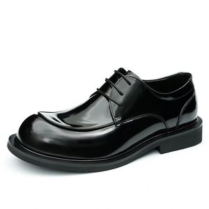 Zapatos Derby de Corte Ancho para Hombre, Zapatos Formales de Negocios con Cierre de Cordones, Antideslizantes, Transpirables, Ligeros, Superficie Brillante, Estilo Británico - Product Image 2