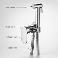 Ensemble de pulvérisateur de bidet mural moderne en zinc avec pistolet de pulvérisation Shattaf, mitigeur et tuyau pour salle de bain