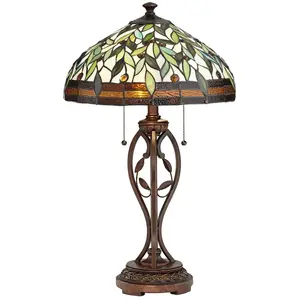 Скандинавский роскошный витражный светильник в античном стиле, 8 дюймов, 12 дюймов, 16 дюймов, винтажный прикроватный светильник для ночного украшения, настольная лампа Тиффани