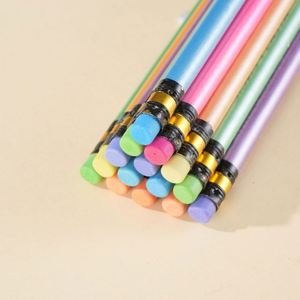 Crayons en bois HB standard à prix de gros, gommes à effacer en peinture perlée de différentes couleurs pour l'école/le dessin/les croquis - Product Image 2