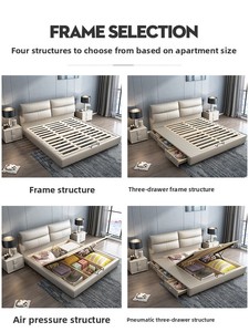 Letto Matrimoniale 1.8m con Struttura in Legno Massello, Rivestimento in Microfibra, Contenitore Alto, Design Nordico Moderno Minimalista, Letto Nuziale - Product Image 4