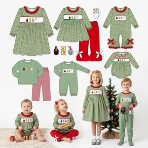 Conjunto de Pijama Navideño Verde de Manga Larga para Niños, Vestido de Navidad, Pantalones, Traje Combinado - Product Image 1