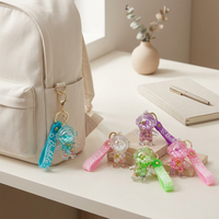 Porte-clés Astronaute en Acrylique Transparent avec Pendentif Shaker, Perles Bulles et Paillettes, Breloque de Sac