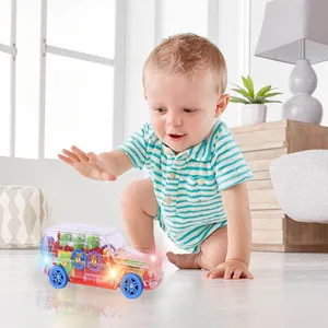 Leuchten Sie Monster Truck Set für Jungen und Mädchen Autobatterie Unisex ABS Günstiger Preis 7 Plastik räder Musik Baby Walker spielen