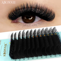Plateaux d'extensions de cils coréens faits à la main Abonnie en PBT, cils en cachemire, logo Mega Volume, velours mat noir