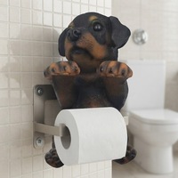 Porte-rouleau de papier toilette mural en résine, figurine de chien 3D amusante personnalisée, sculpture animale, accessoire de salle de bain, décoration intérieure, cadeau