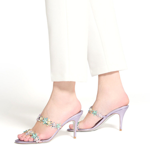 Sandali <span class=keywords><strong>con</strong></span> <span class=keywords><strong>Tacco</strong></span> Alto OEM in <span class=keywords><strong>Lilla</strong></span>, Mules Floreali <span class=keywords><strong>con</strong></span> Strass e <span class=keywords><strong>Tacco</strong></span> a Spillo per Donna, Vendita all'Ingrosso, Taglie Grandi - Product Image 5