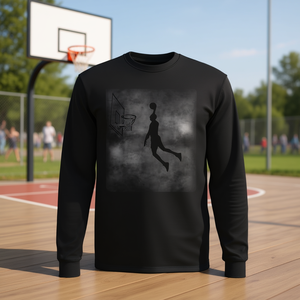T-shirt à manches longues unisexe avec silhouette de dunk de basket-ball, col rond, vêtements de sport, impression numérique, pour adultes - Product Image 3