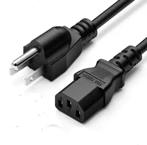 18AWG 16AWG American 3 Prong C13 Power Cord Connector AC Power Supply Charger Cable For PC Desktop Laptop Printer Monitor