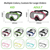 Máscara de Buceo Profesional Ajustable de Silicona con 3 Lentes y Vista Panorámica Amplia, Logotipo Personalizado para Adultos y Niños