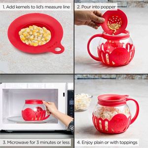 Recipiente para Palomitas de Maíz de Vidrio Borosilicato Apto para Microondas, Ecológico, 3 en 1, con Tapa de Silicona, Apto para Lavavajillas, Libre de BPA, para Fiestas - Product Image 6