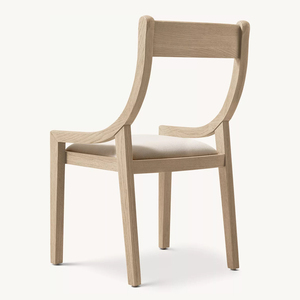 <span class=keywords><strong>Chaise</strong></span> de salle à manger RH vintage de style français en bois massif vieilli, rembourrée en tissu, design danois des années 1950, mobilier de maison durable - Product Image 3