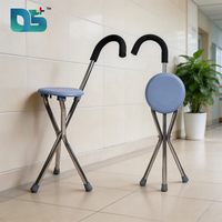 Canne de marche pliable en aluminium léger et durable pour personnes âgées avec siège à trois pieds