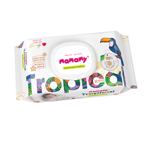 Toallitas Húmedas Naturales para Bebés, 60 Piezas, 200x150mm, Seguras para la Prevención de Erupciones, Mamamy Tropical, Textura en Relieve, No Tejidas - Product Image 1