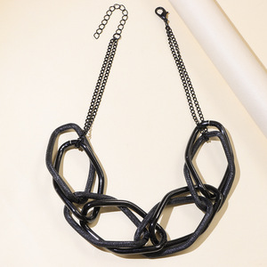 Geometric Black Zinc Alloy <b>Necklace</b> For Women Party Fashion <b>Statement</b> Jewelry - Product Image 3