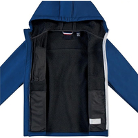 Fabrik OEM ODM Hochwertige Maßgefertigte Kinder-Softshell-Jacken PU Vintage Stehkragen Wasserdicht Ohne Kapuze für Winter Vorderseitig