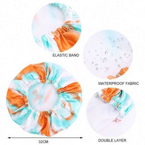 Bonnet de Douche Imperméable Double Couche Tie-Dye de Luxe pour Femme, Idéal pour Salon de Coiffure - Product Image 2