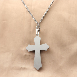 Stainless Steel <b>Cross</b> Pendant Necklace Men's Geometric Design Gift Jewelry 12064 - Product Image 2