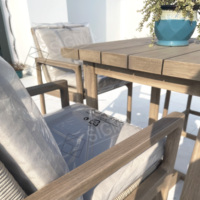 Table d'extérieur en teck Meubles de patio de plage Grande taille 4 places Chaise en bois de teck Ensemble de table à manger