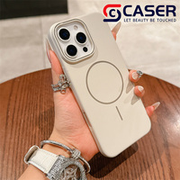 Funda Delgada con Círculos Simples para iPhone 14-17, Textura Refinada Sedosa, Mate, Magnética, de Silicona Sólida
