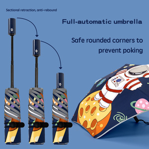 Paraguas automático seguro antirrebote para niños, portátil, plegable, patrón de astronauta personalizado, protección UV hecha de material Pongee - Product Image 3
