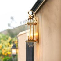 Appliques murales LED Highlux 10W E27, style vintage, étanches IP65, en laiton et verre transparent, pour cour