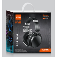 Casque stéréo supra-auriculaire BT400 à longue autonomie avec indicateur LED, nouveau design, casque sans fil pliable pour la musique
