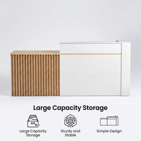 Bureau d'accueil moderne de luxe en bois - Mobilier commercial écologique et durable pour hôtels, supermarchés, centres commerciaux avec bande lumineuse