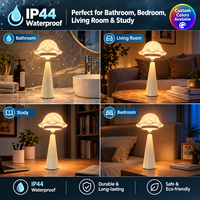 Lampe de table méduse, projecteur d'ondulations aquatiques, lumière de nuit RGB à 3 températures de couleur, commande tactile, lampe de chevet rechargeable