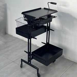 Wholesale Barber Shop Perm and Dyeing Beauty Storage <b>Trolley</b> Iron Black <b>Trolley</b> Hair Salon Hair Dye Storage Rack for Workshop - Product Image 5