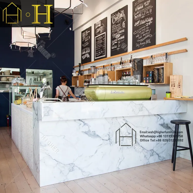 Kiosque haut de gamme personnalisé, comptoir de café, restauration rapide, design d'intérieur
