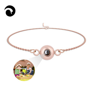 Bracelets à breloques personnalisés avec projection d'image, faits à la main, en acier inoxydable plaqué or 18 carats, tendance, unisexe, <span class=keywords><strong>breloque</strong></span> « Je pense à toi » - Product Image 2