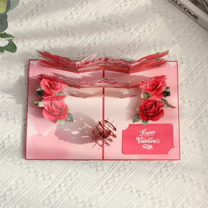 3D Valentine's Day Greeting Card Pop Up Rose Heart Design Premium Handmade Art - Product Image 5