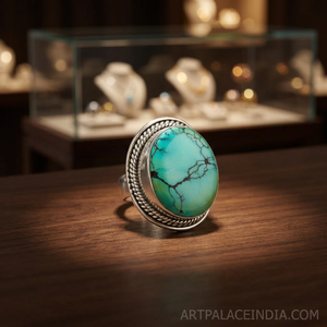 <b>Turquoise</b> Oval Cocktail <b>Ring</b> for Women Bezel Set 925 Silver Rose Gold Plated Bohemia Style Fashion <b>Ring</b> Daily Wear Gift Jewelry - Product Image 3