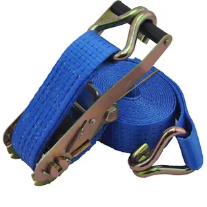 Produsen grosir 50 mm Polyester Ratchet Tie Down Straps dengan Double J Hook kargo tali truk kargo kargo kargo sabuk