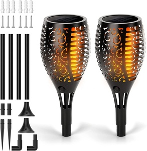 Светодиодный садовый светильник на солнечной батарее, лампа для внутреннего дворика с мерцающим пламенем для сада, газона, двора, украшение для дорожек - Product Image 1