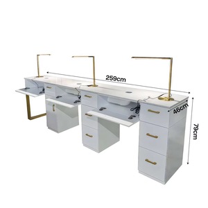 <span class=keywords><strong>Mesa</strong></span> <span class=keywords><strong>de</strong></span> Manicura <span class=keywords><strong>de</strong></span> Lujo en Dorado y Blanco, Lámpara para <span class=keywords><strong>Mesa</strong></span> <span class=keywords><strong>de</strong></span> Manicura <span class=keywords><strong>de</strong></span> Salón <span class=keywords><strong>de</strong></span> Belleza, Escritorio Triple para Manicura, Conjuntos <span class=keywords><strong>de</strong></span> Mesas y Sillas para Manicura Personalizados - Product Image 4