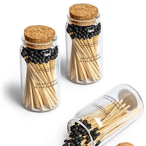 4 inch 10cm long custom candle matches jar bottle with colorful match tips black matchstick