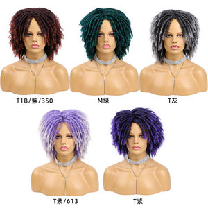 Nouvelle arrivée 12 pouces Crochet tresses <span class=keywords><strong>Dreadlocks</strong></span> pour perruques courtes torsadées pour femmes et hommes noirs Afro Curly synthétique Dreadlock perruque - Product Image 3